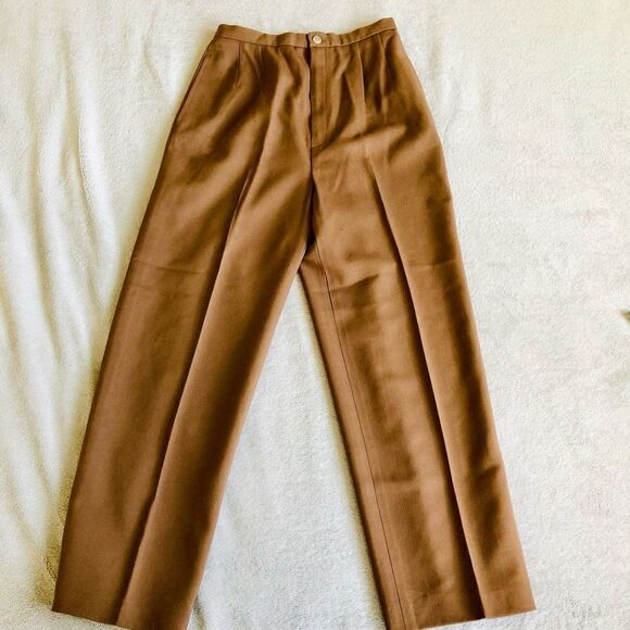 Stanley Blacker Pants - Vintage Stanley Blacker Women’s Brown Pleated Wool Ankle Trousers
